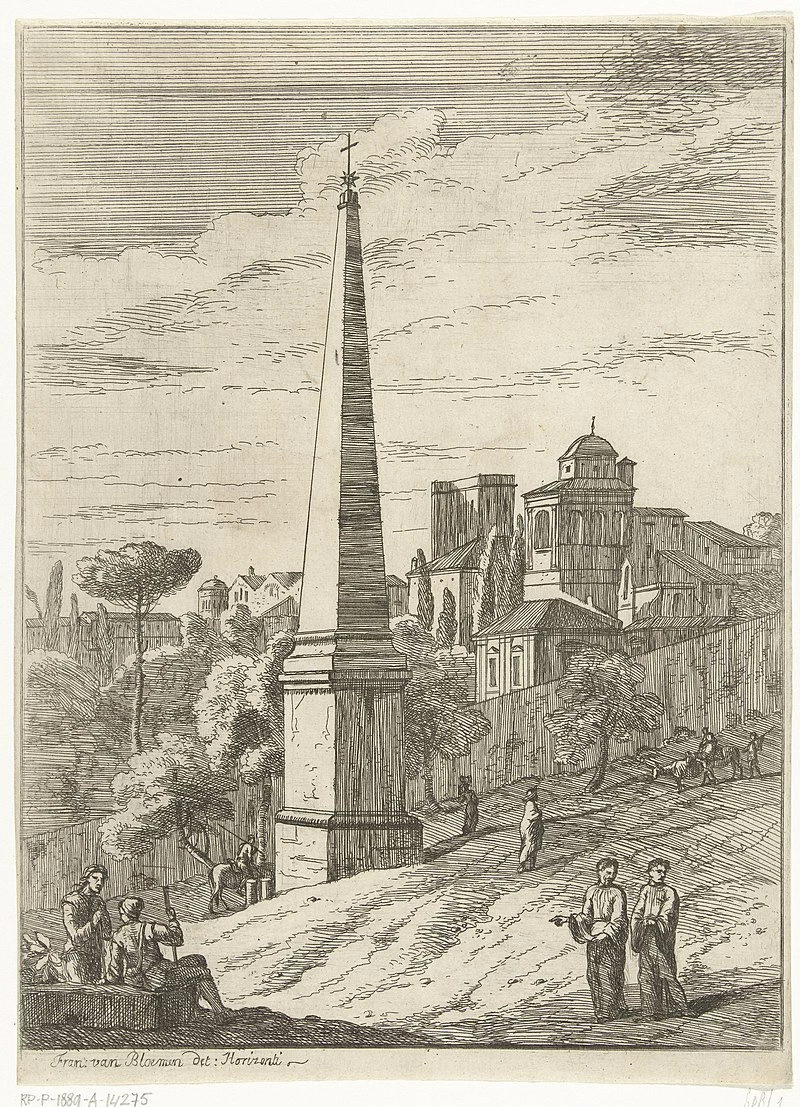 Paesaggio italiano con obelisco egiziano